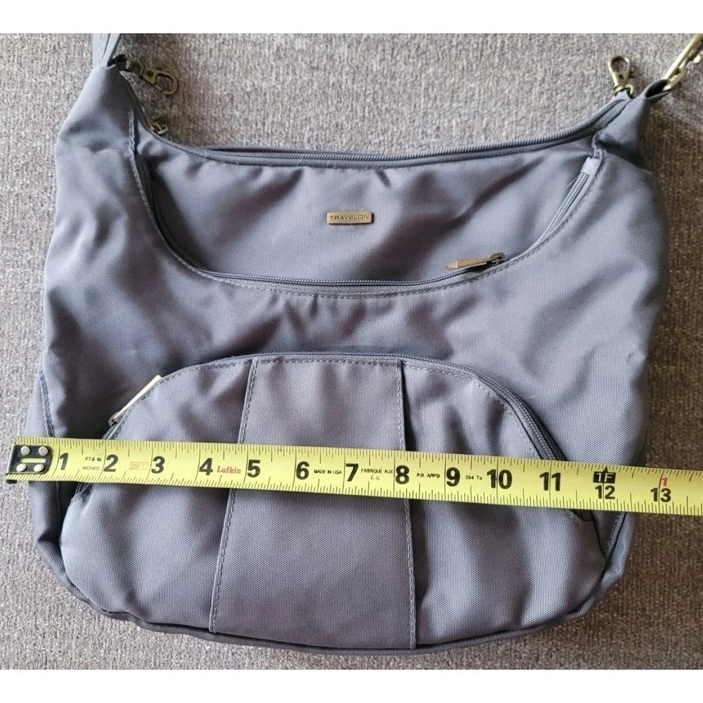 NWOT Travelon RFID Anti-Theft Classic Slouch Hobo Crossbody Bag & Wallet Gray